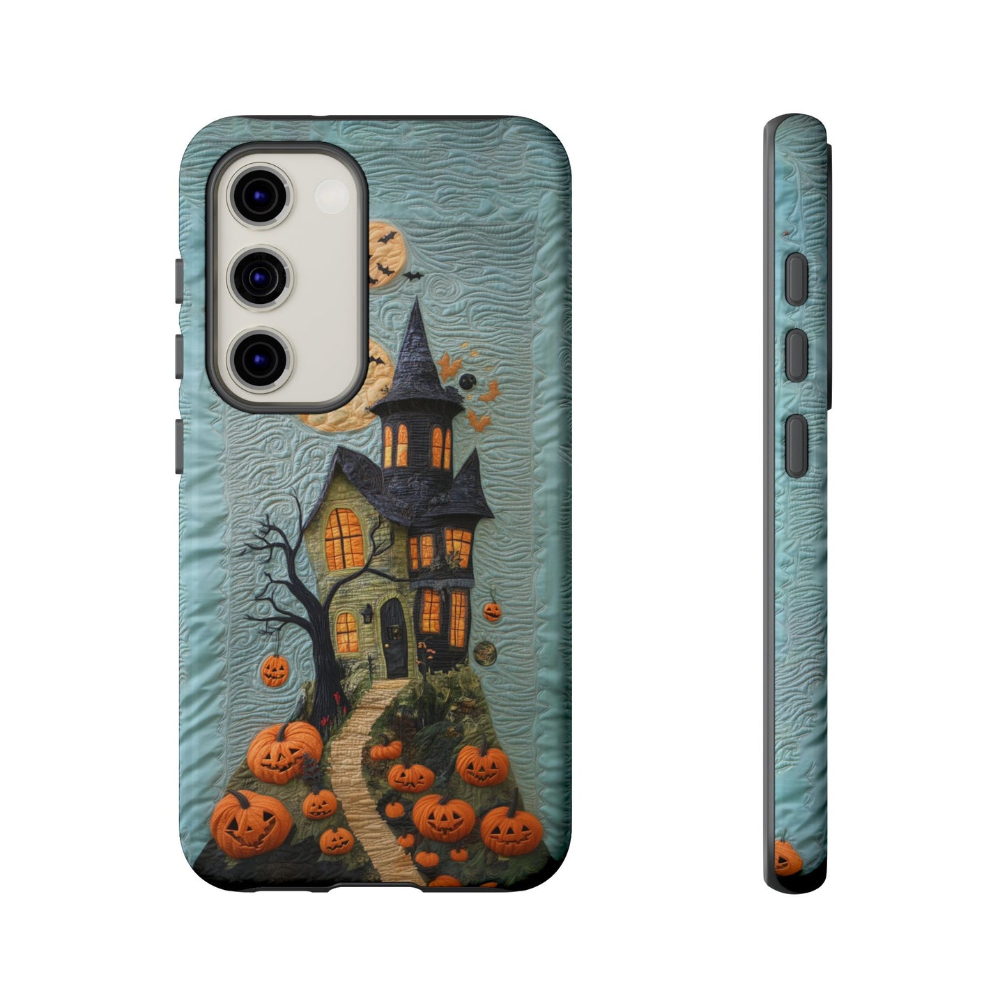 Halloween Haunted House Vintage Embroidery Style Phone Cover