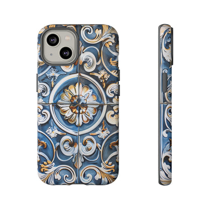 Azulejo Porcelain Blue & Creamy White Tile Mediterranean Design Phone Case