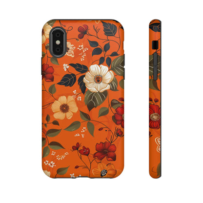 Orange Floral Phone Tough Case