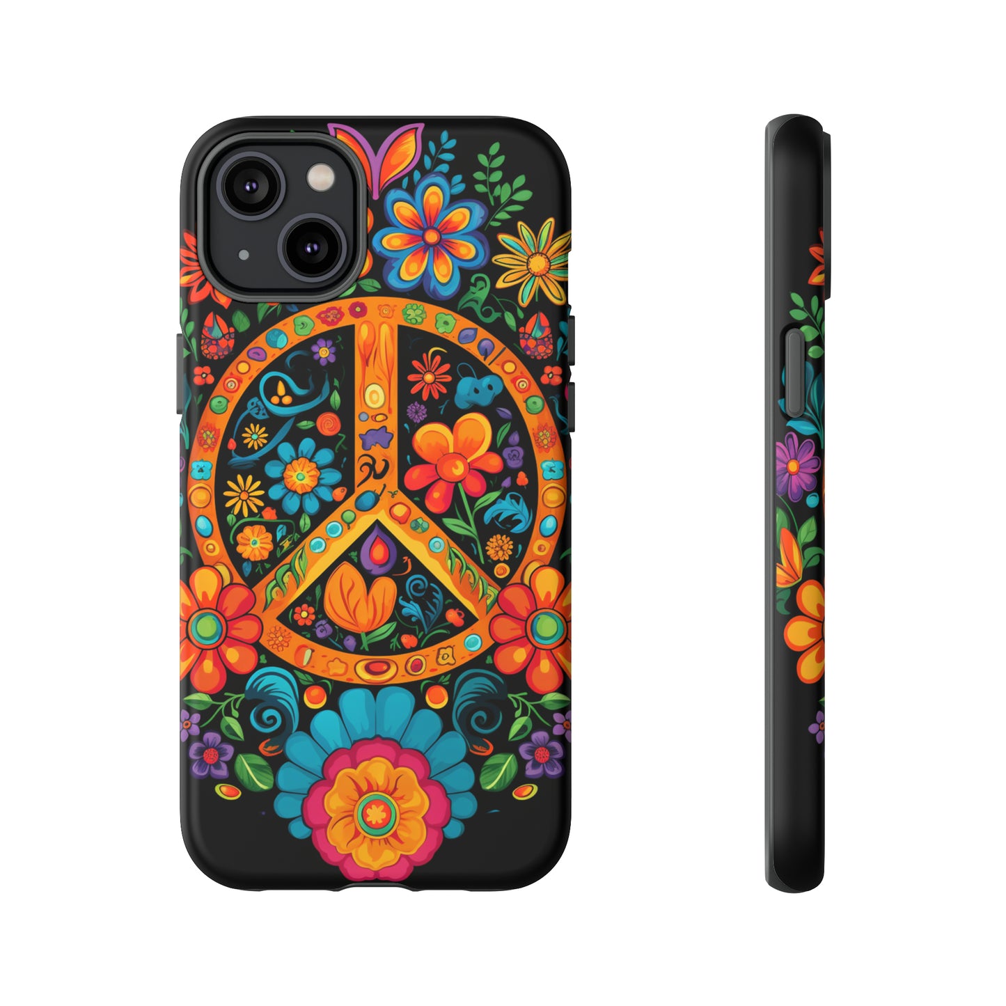 Peace Sign Embroidery Floral Hippie Style Phone Case