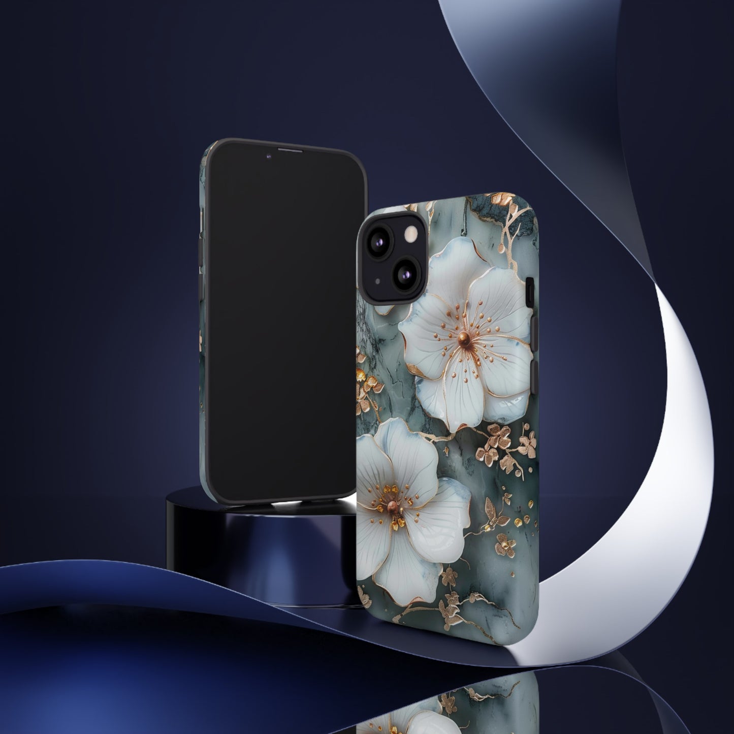 White Flower on Marble Stone  Phone Case