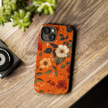 Orange Floral Phone Tough Case