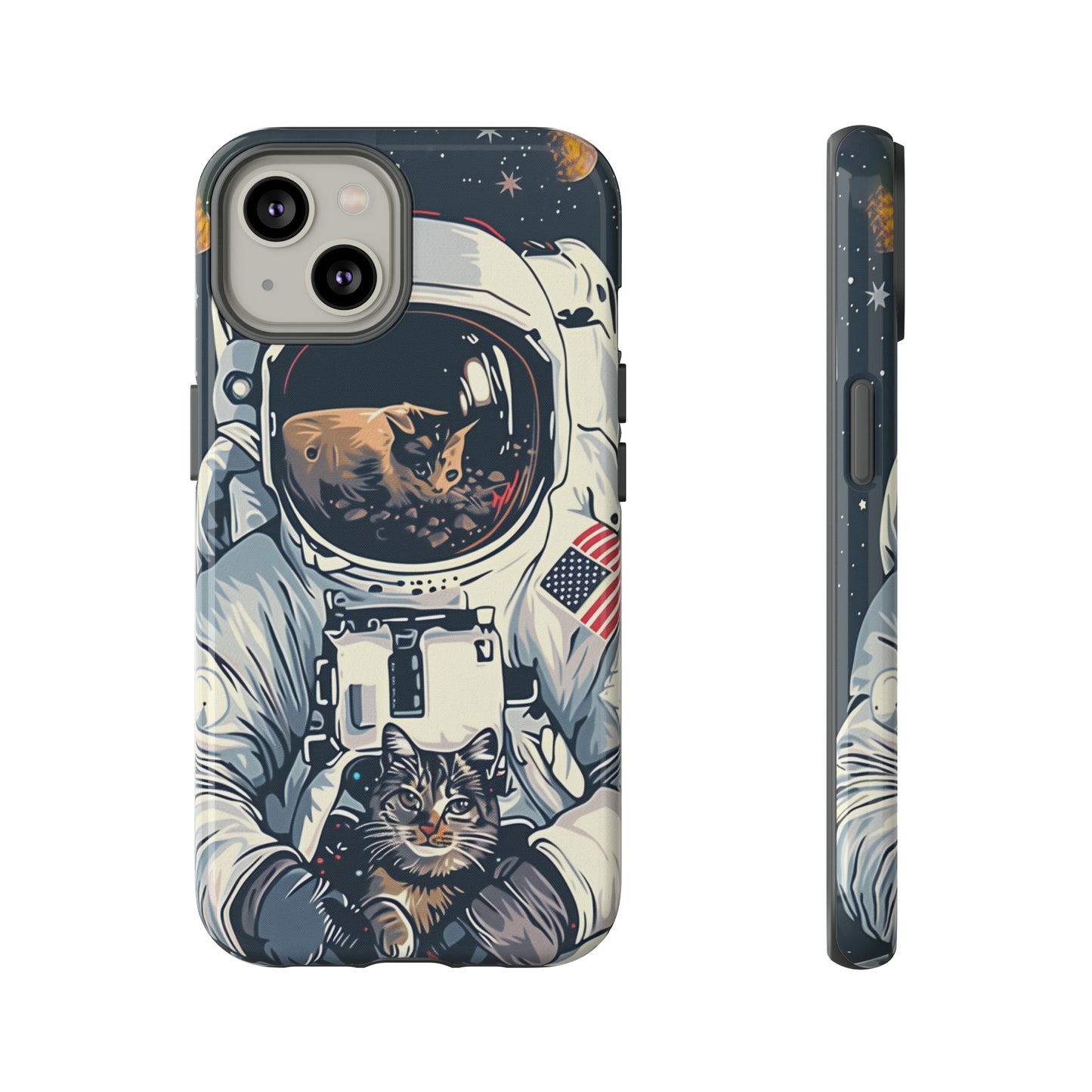 The Astronaut and the Cosmic Cat Phone Case