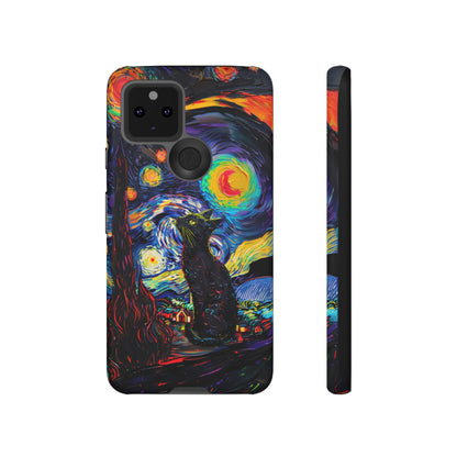 Starry Night Black Cat Van Gogh Painting Art Phone Case