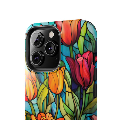 Stained Glass Tulip Floral Aesthetic iPhone Case | Embrace the Beauty of Nature in Full Bloom