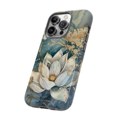 Zen Stained Glass Marble Lotus Floral Design Phone Case