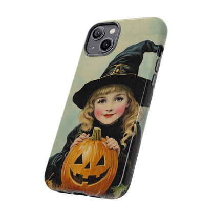 Vintage Halloween Card Witch and Jack-o'-lantern Phone Cover