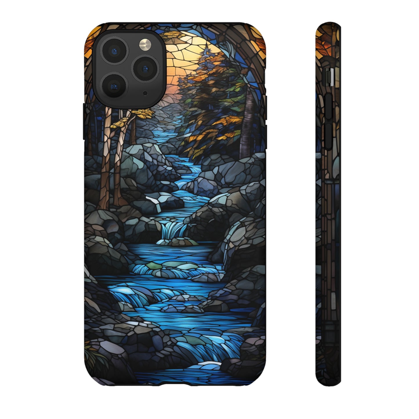 Stained Glass Stone Bridge and River Art Phone Case