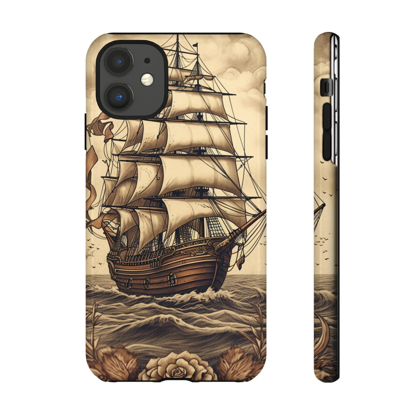 Vintage Tattoo Style Pirate Ship Phone Case