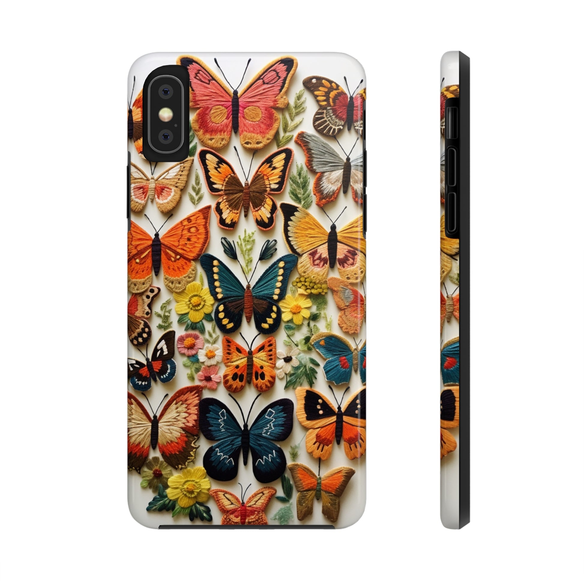 Embroidered butterfly motif iPhone case