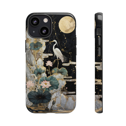 Heron and Moon Floral Zen Art Phone Case