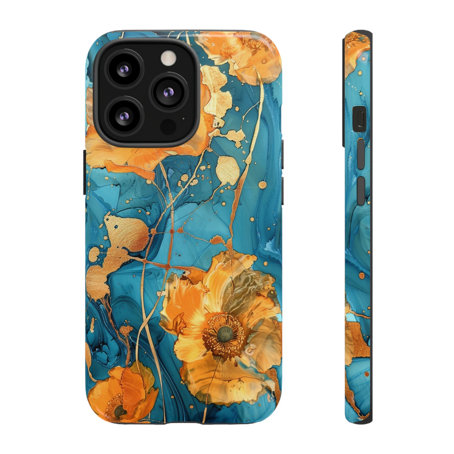 Gold Poppies Color Splash Floral Design Phone Case