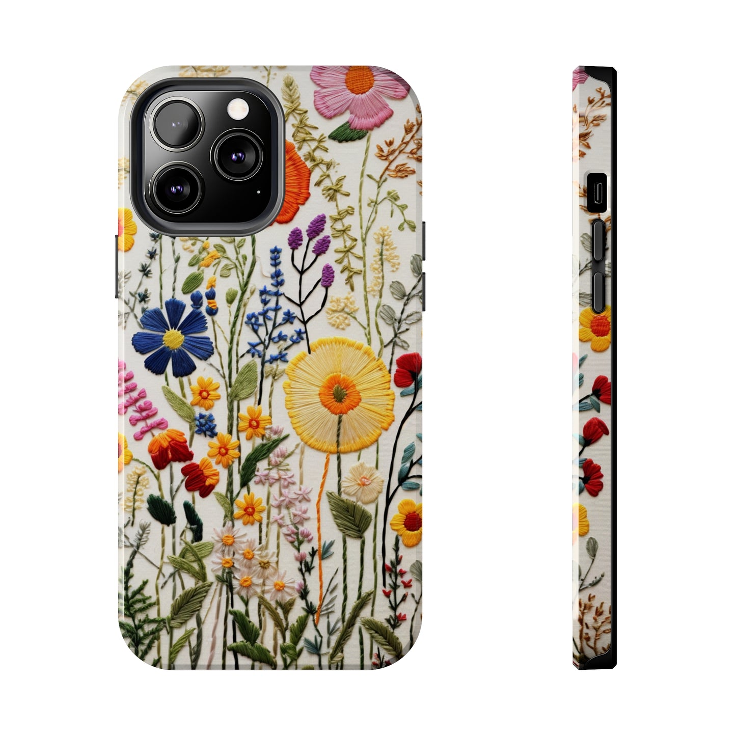 Wildflowers Floral Embroidery iPhone Case