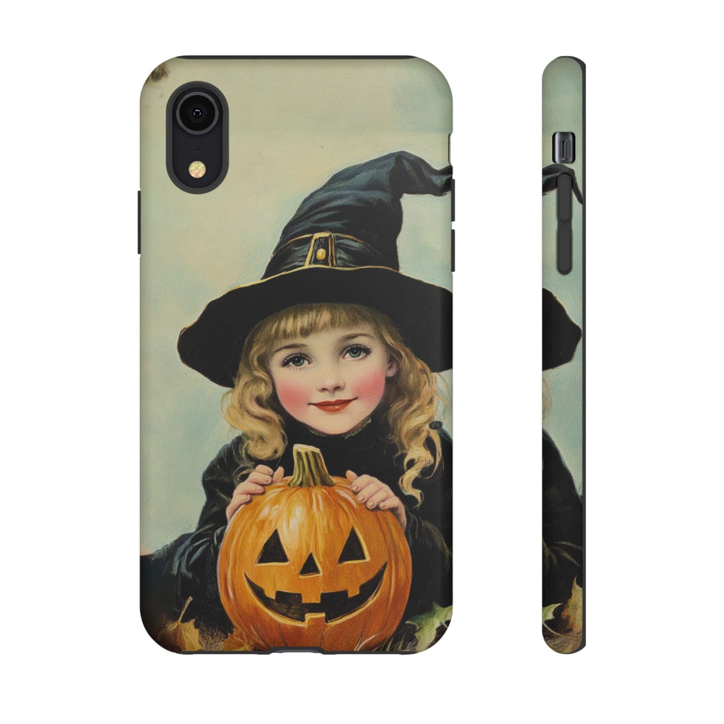 Vintage Halloween Card Witch and Jack-o'-lantern Phone Cover