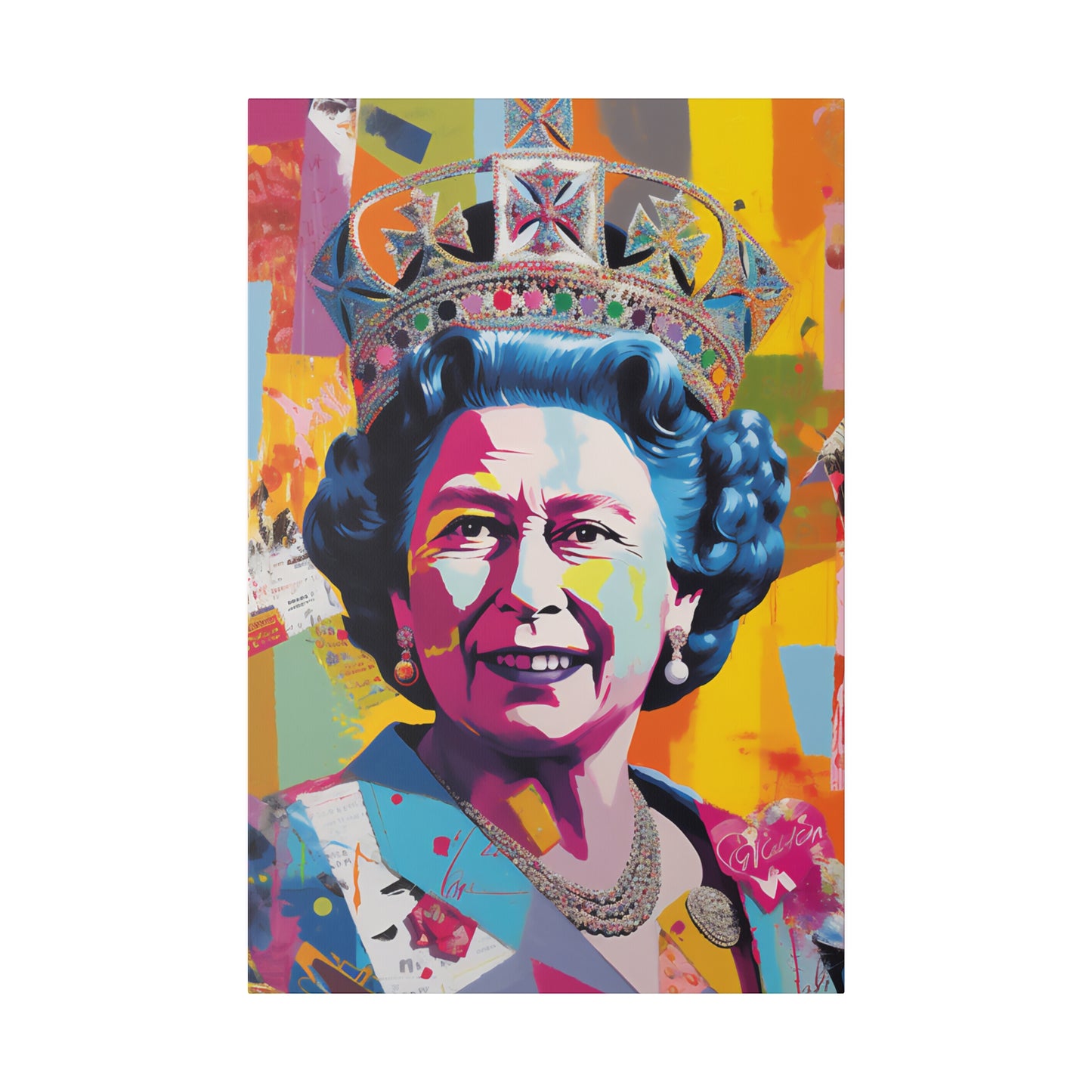 Queen Elizabeth II Pop Art Abstract Print | Stretched Canvas Print