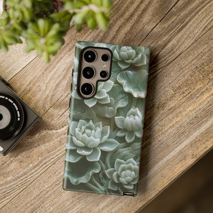 Green Jade Lotus Floral Art Phone Case