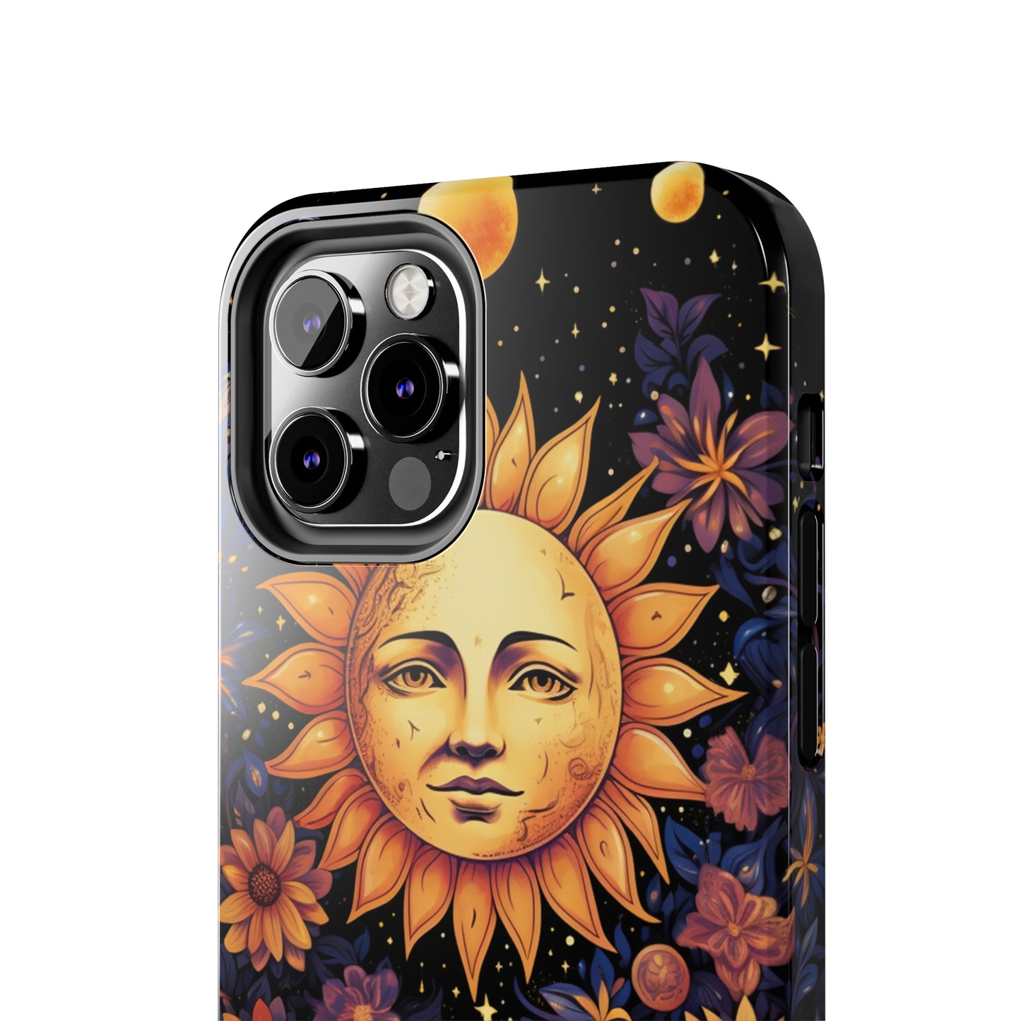 Cosmic Blooms: Floral Sun, Moon & Stars iPhone Case - Where Celestial Meets Botanical