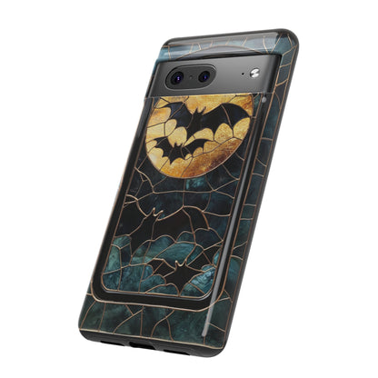 Halloween Phone Case Bats Stained Glass Style Spooky Moon Phone Cover