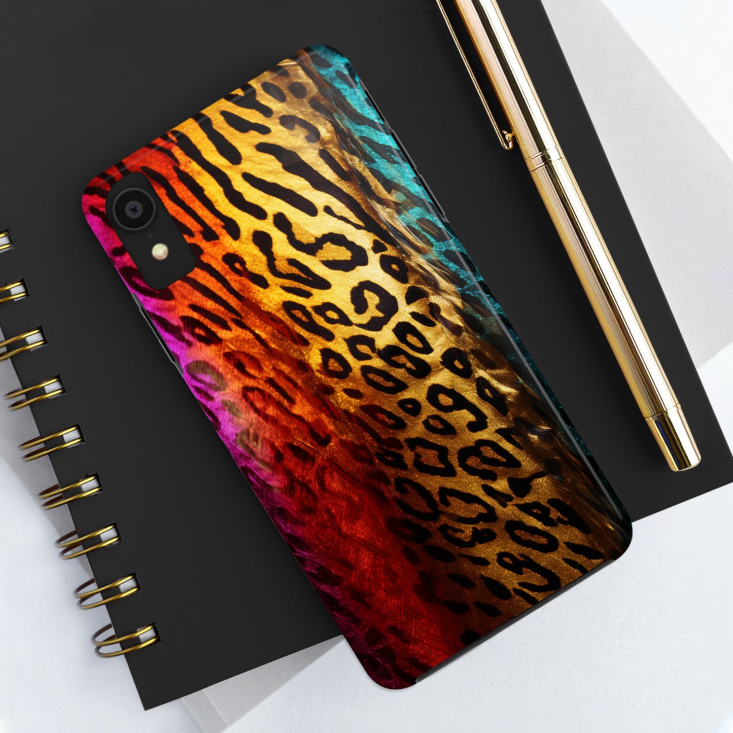 Kaleidoscopic Wild: Psychedelic Rainbow Leopard Print | Dazzling iPhone Case