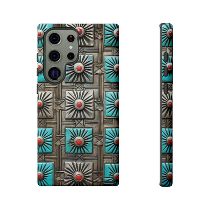 Vintage Navajo Native American Turquoise Concho Phone Case for iPhone 15, 14, 13, 12, 11 Pro Max, 14 Plus, iPhone XS Max, iPhone XR, iPhone 7, 8, 14, 15 Plus, SE