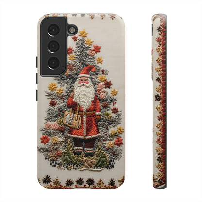 Vintage Embroidery Christmas Santa Phone Case