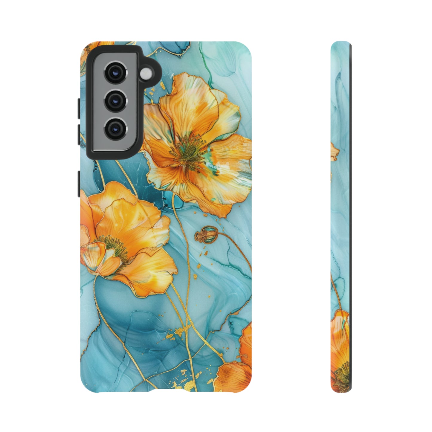 Gold Poppies Color Splash Floral Design Phone Case