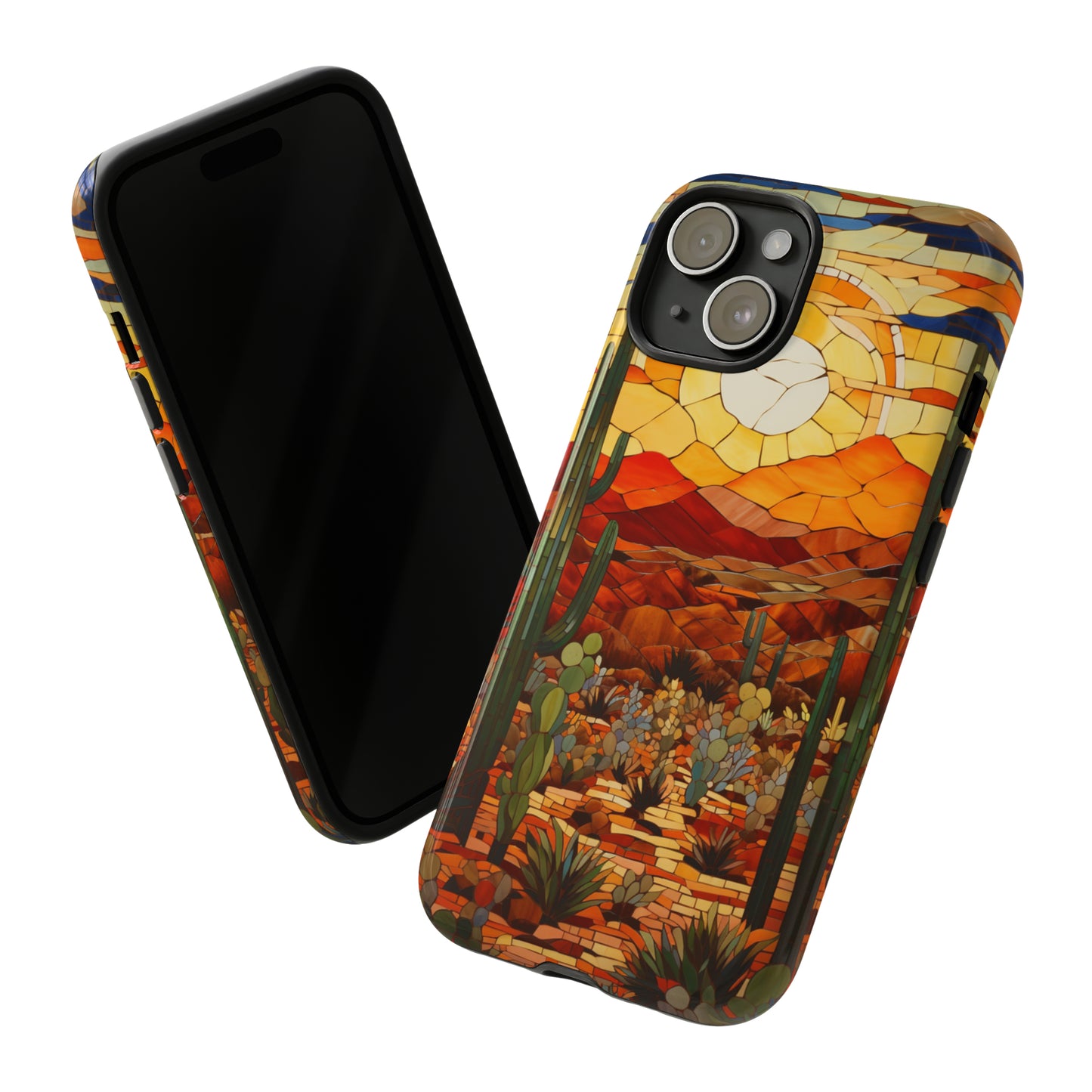 Cactus silhouette in sunset design for iPhone 14 Pro Max