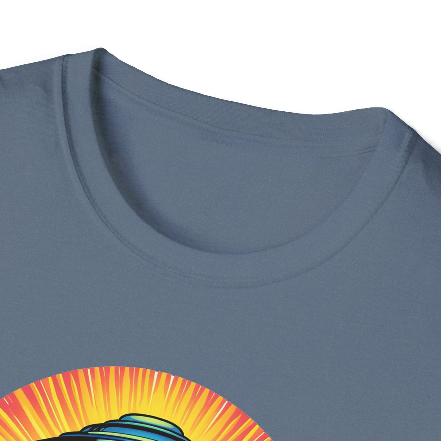 Trippy UFO Galactic Tee - Unisex Cosmic Alien Encounter T-Shirt, Vibrant Space Design