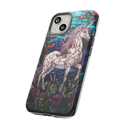 Unicorn Stained Glass iPhone, iPhone Case Retro Samsung Galaxy Phone Tough Case iPhone 15 14 Plus 13 12 7 8 Se Hippie Boho Style