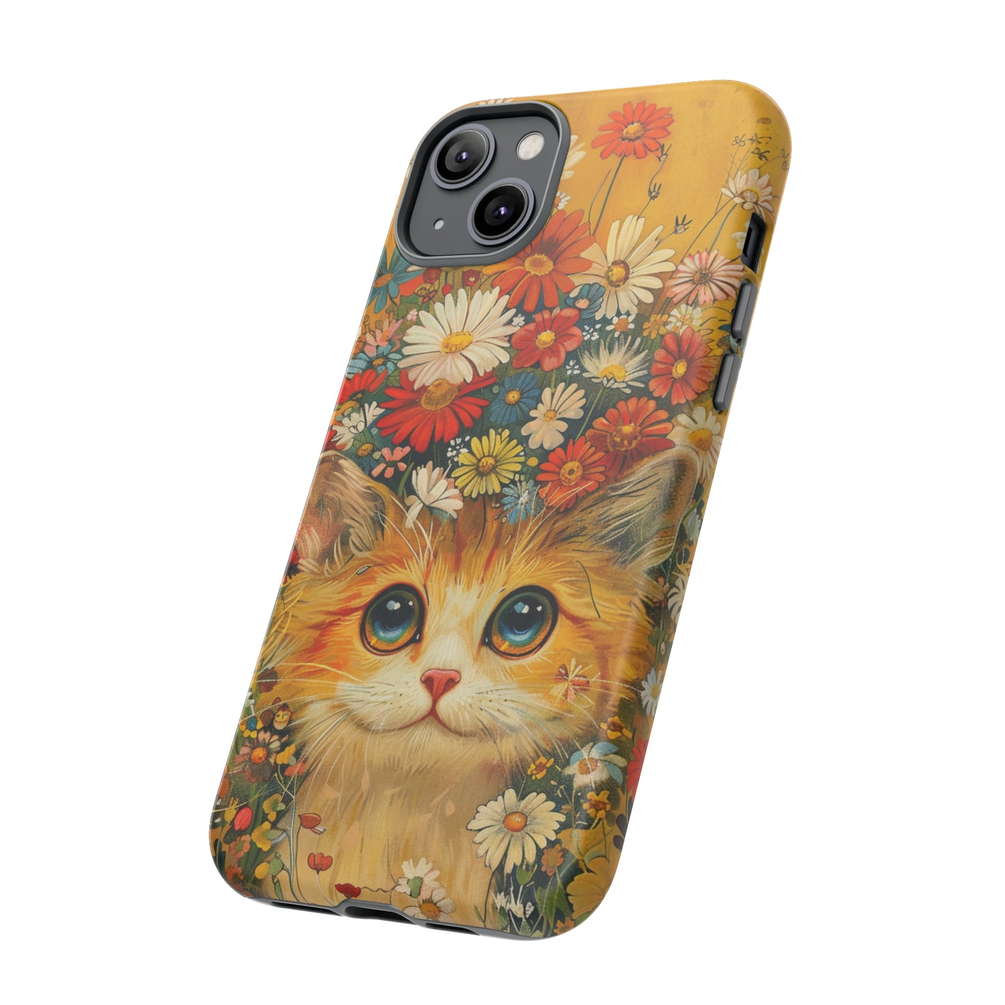 Cute Cat in Floral Garden Phone Case