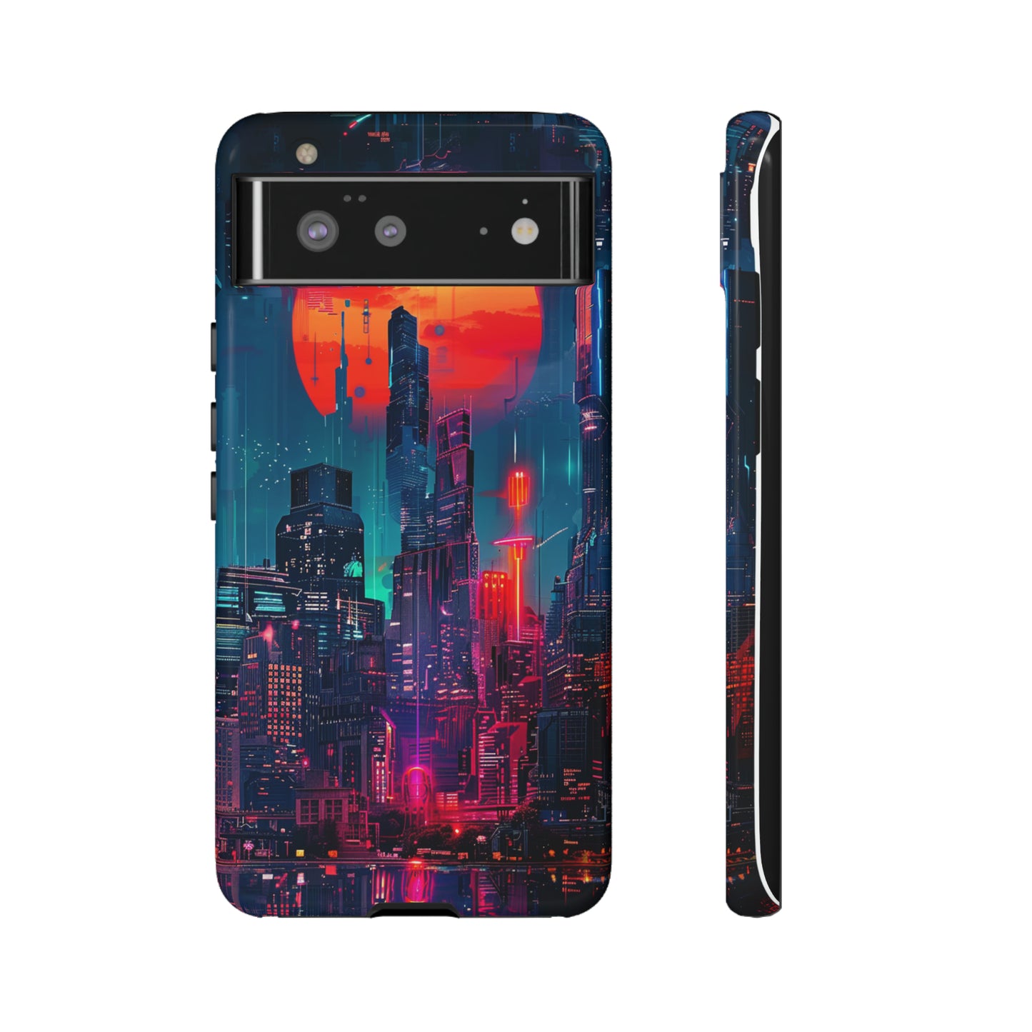 Cyberpunk Full Moon Cityscape Phone Case