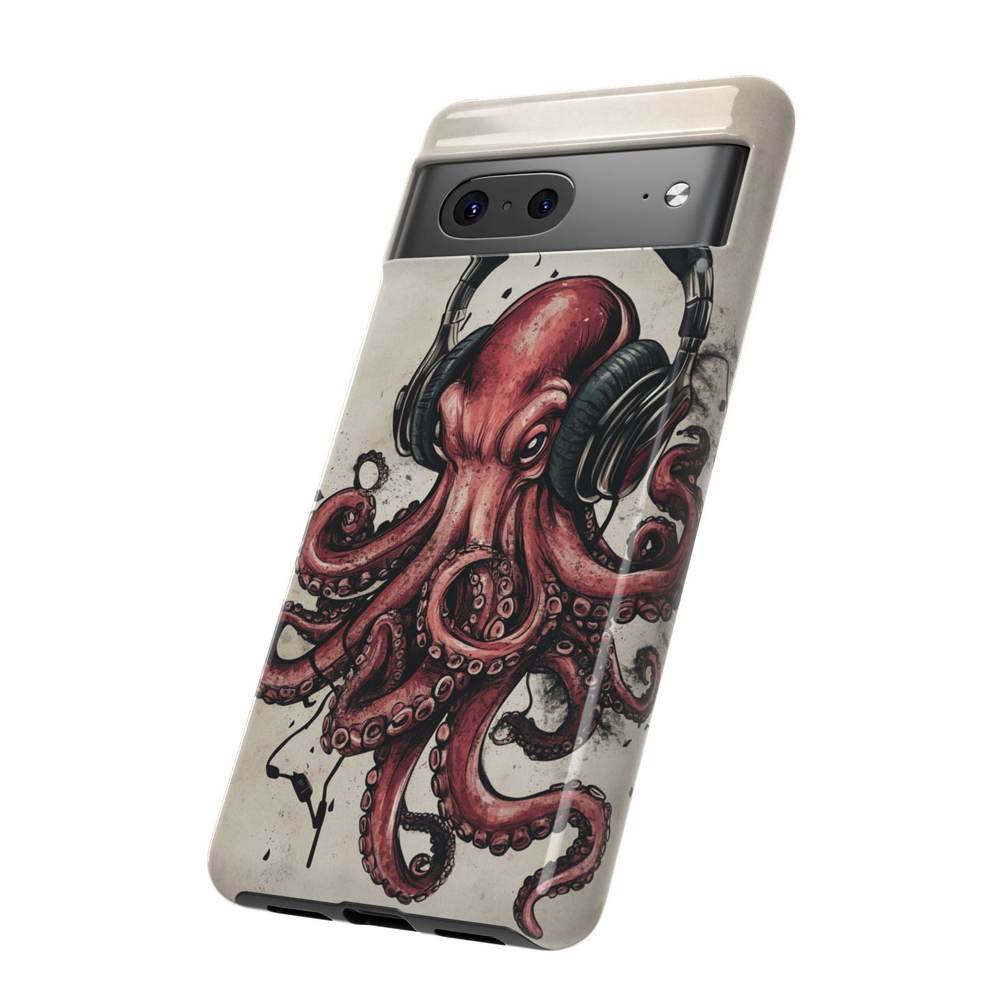 Retro Style Japanese Octopus Listening to Headphones Phone Cover