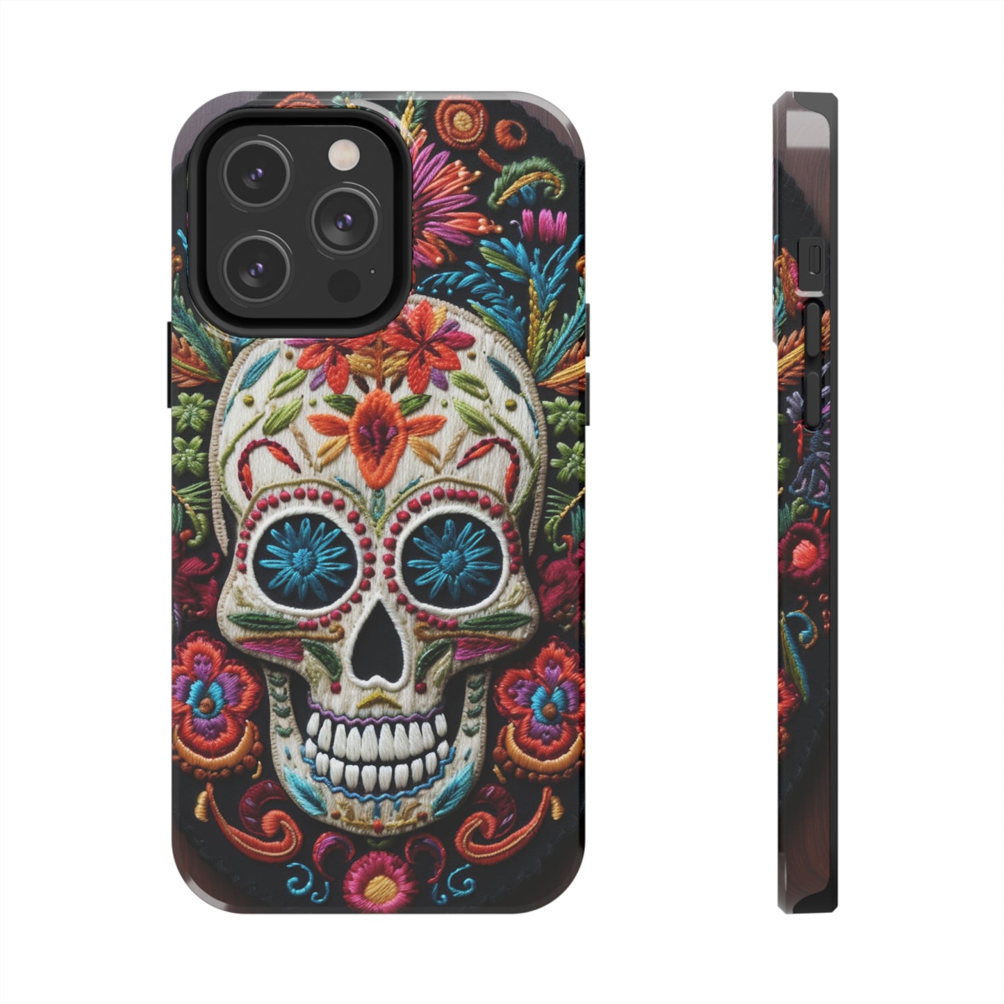 Embroidery Style Skulls Goth Dark Academia Tough Case iPhone Case