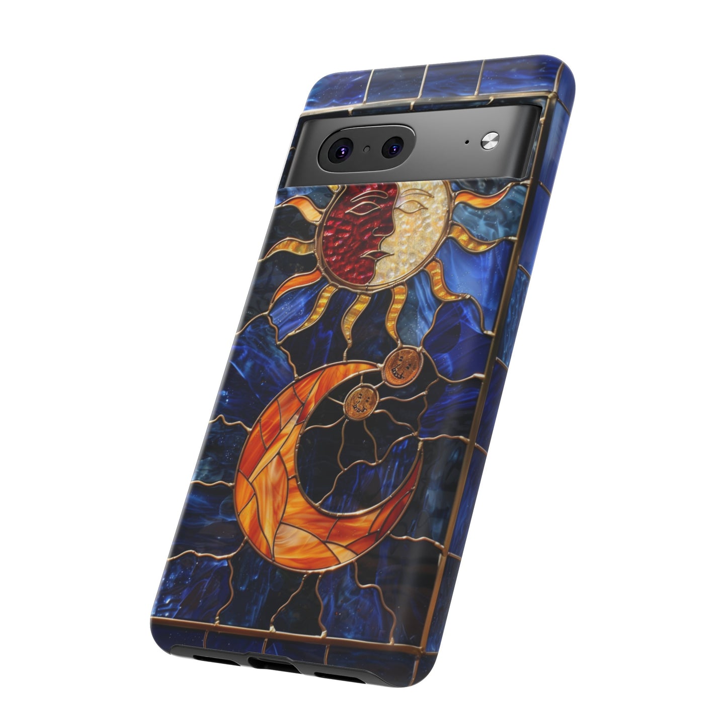 Celestial Stained Glass Moon and Stars iPhone 15 Case