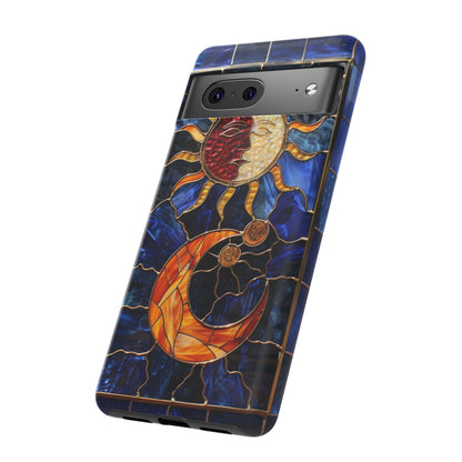 Celestial Stained Glass Moon and Stars iPhone 15 Case