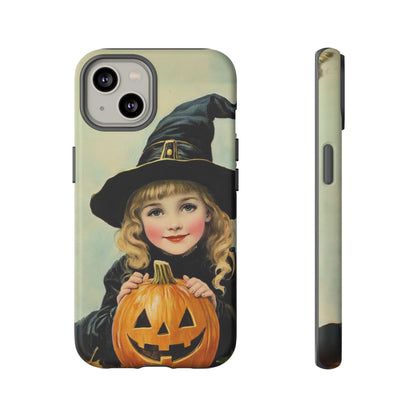 Vintage Halloween Card Witch and Jack-o'-lantern Phone Cover