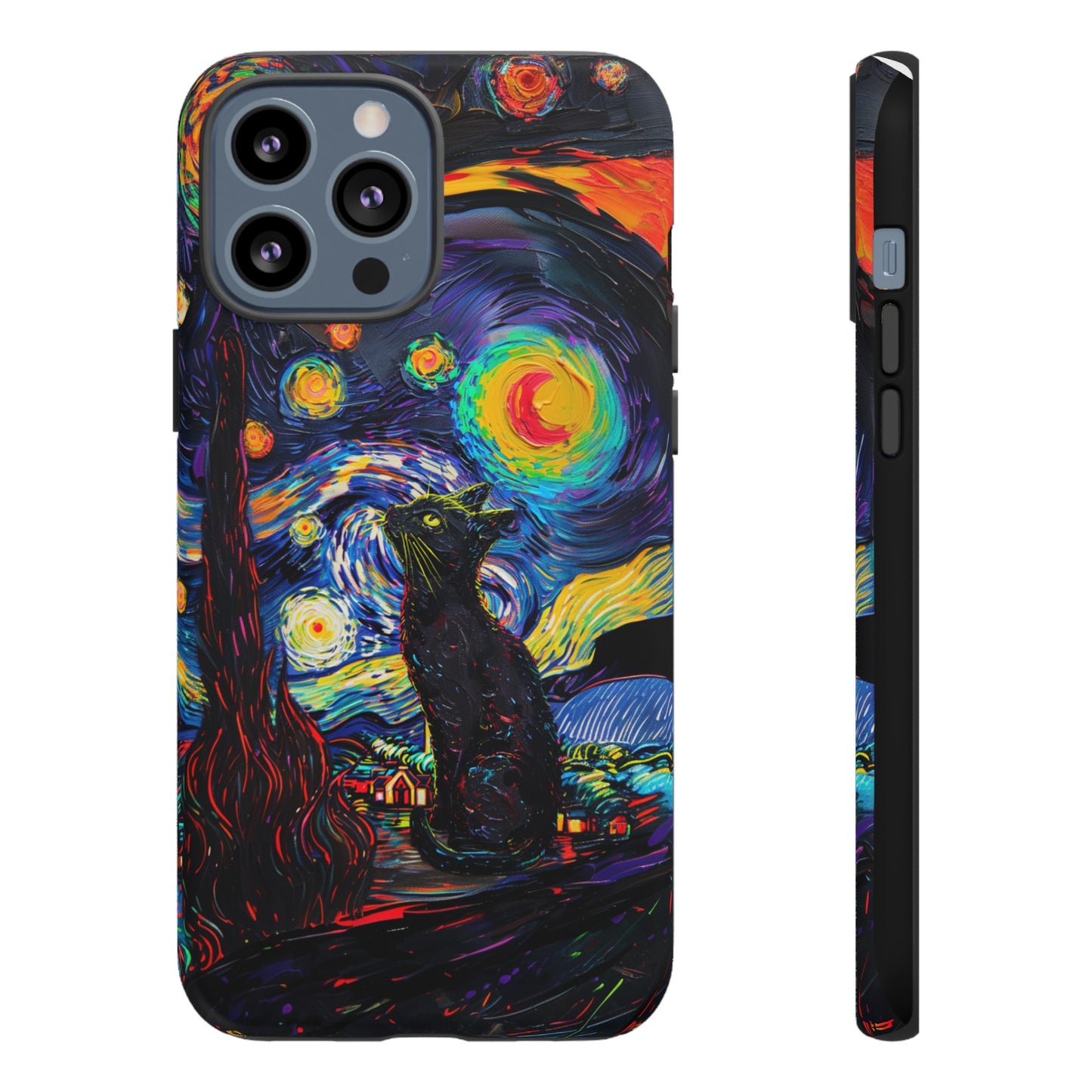 Starry Night Black Cat Van Gogh Painting Art Phone Case