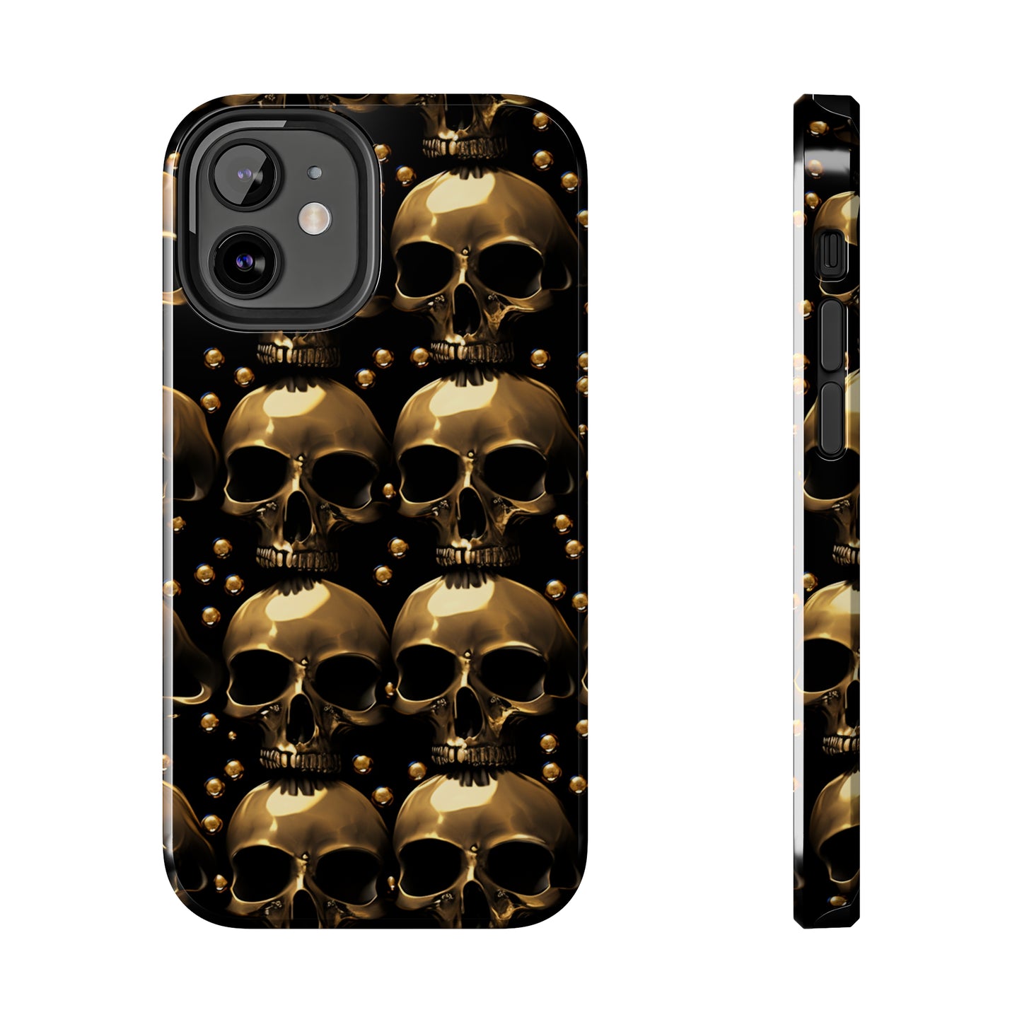 iPhone Case Golden Enigma: Where Goth Meets Glamour | Gold Skulls iPhone Tough Case