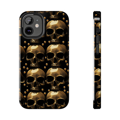 iPhone Case Golden Enigma: Where Goth Meets Glamour | Gold Skulls iPhone Tough Case