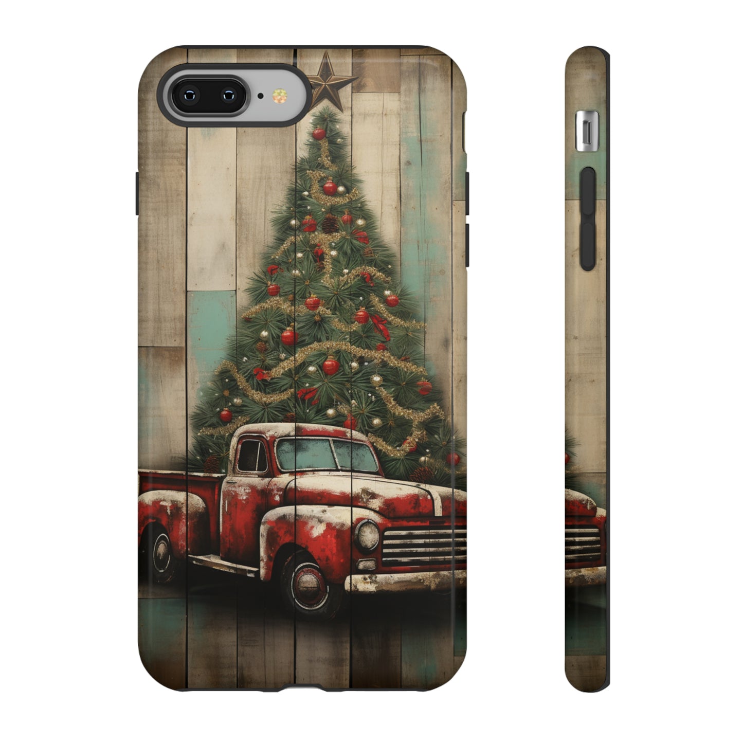 Classic red pickup truck Christmas design for iPhone 15