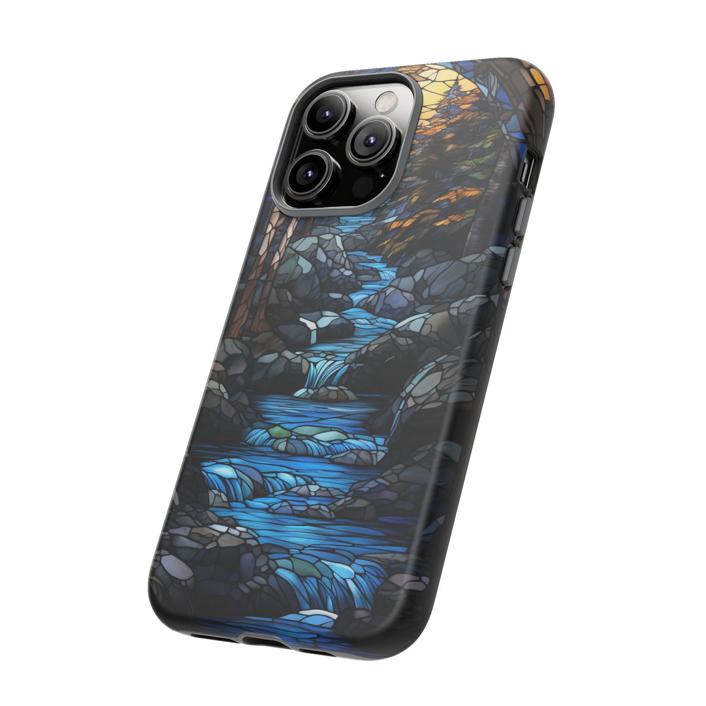 Stained Glass Stone Bridge and River Art Phone Case