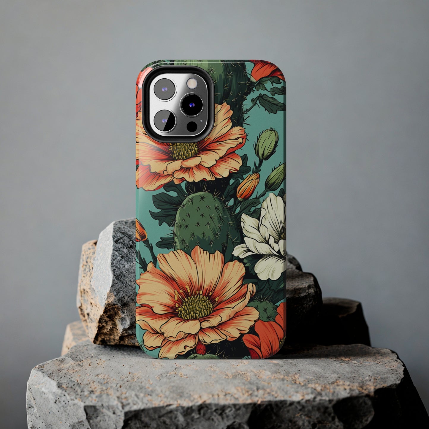 Desert Dream: Retro Vibe Cactus Tough iPhone Case