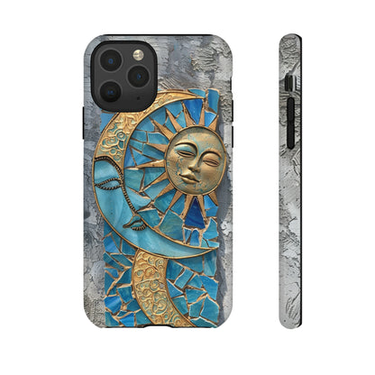 Boho Sun and Moon Mosaic Tile Stained Glass Phone Case