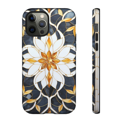 Art Deco Floral Gold & Blue Mosaic