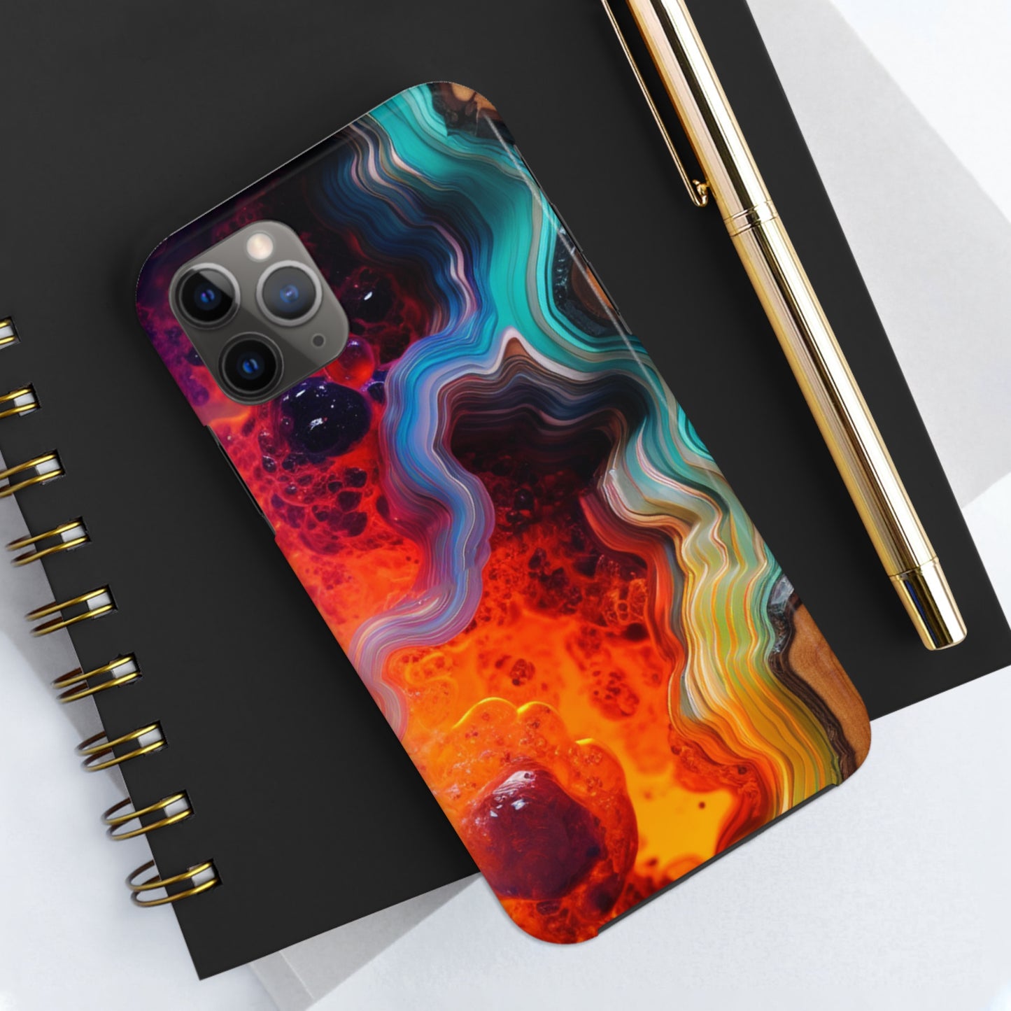 Faux Wood and Colorful Epoxy iPhone Case | Embrace the Beauty of Nature and Vibrant Artistry