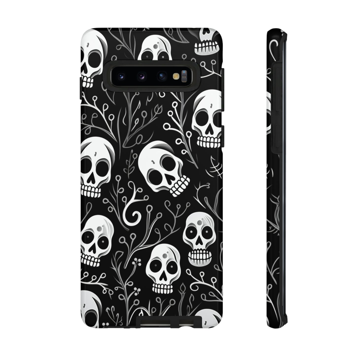 Join the Goth Side: Black Skull Floral Print | Mystical Elegance Case for iPhone, Samsung Galaxy, and Google Pixel