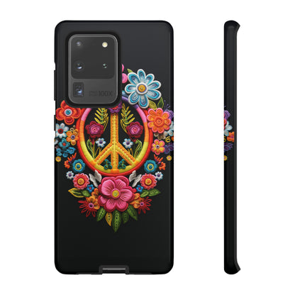 Peace Sign Embroidery Floral Hippie Style Phone Case