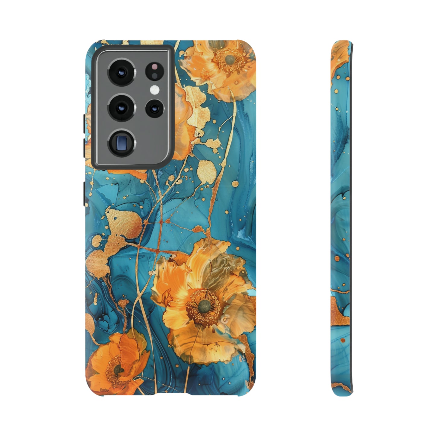 Gold Poppies Color Splash Floral Design Phone Case