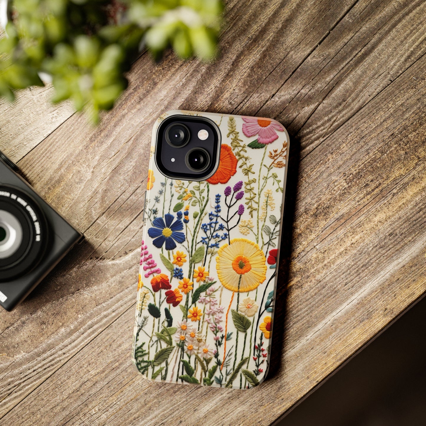 Wildflowers Floral Embroidery iPhone Case