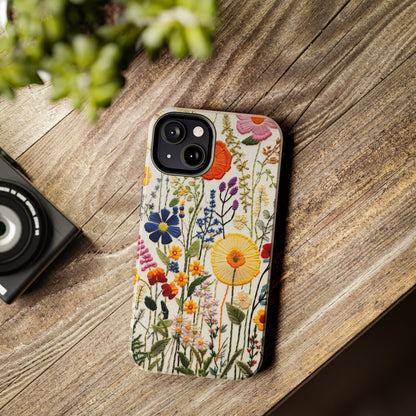 Wildflowers Floral Embroidery iPhone Case